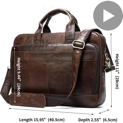 Business Shoulder Laptop 15.6 Men Hand Bag Genuine Leather Handbag Briefcase Document A4 For Large Tote Travel Messenger Bolsas