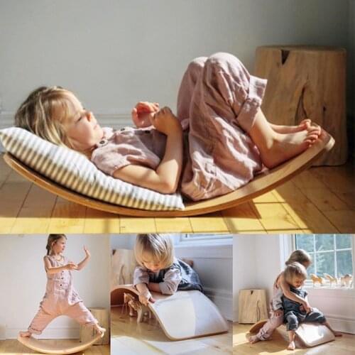 Wooden Balance Board Children Balance Toy Seesaw Yoga Board Curved Board Fitness Equipment Indoor Toys Outdoor Sports