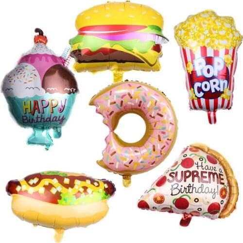 Kids Food Shape Childrens Birthday Party Balloon Donut Ice Cream Foil Balloon Sweet Dessert Aluminum Inflatable Balloons Globos