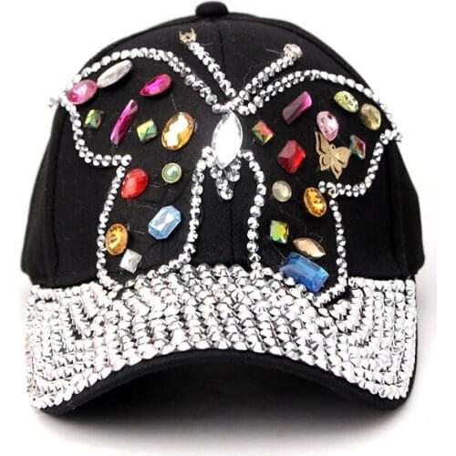 Doitbest Rhinestone Baseball Cap Spring Big butterfly Hat For Men Women classic cowboy Hip Hop Snapback Caps Sun Hats