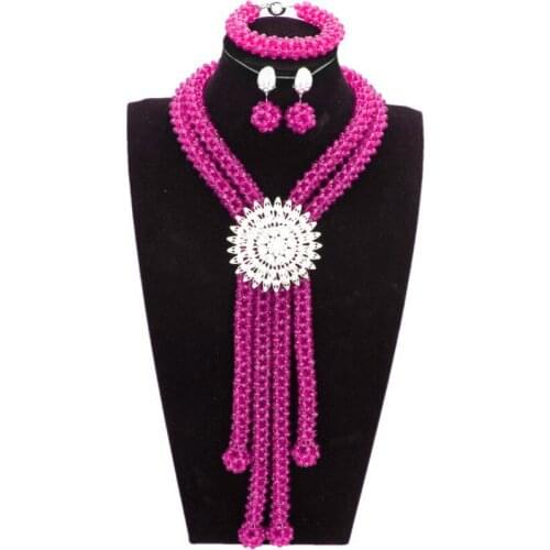 Dudo Store African Beaded Necklace Set 6 Colors Nigerian Bridal Jewelry Set for Women 2019 Latest Design Trends Dubai Party Set