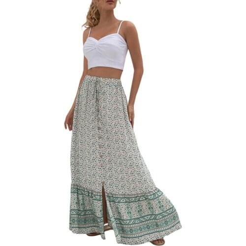 EFINNY 2021 Womens Floral High Waist Boots Summer Beach Skirt Button Skirt Plus Size Women Skirt High Waist Skirt