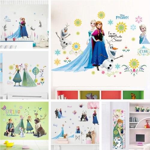 Elsa Anna Princess Wall Stickers For Kids Room Decoration Diy Cartoon Wall Mural Art Anime Posters Pvc Home Decals