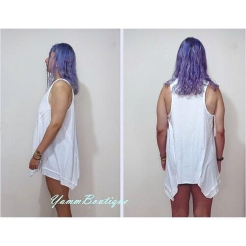 Minimalist Crew-neck Basic Summer Asymmetric Hem Cut Sleeveless T-shirt Loose