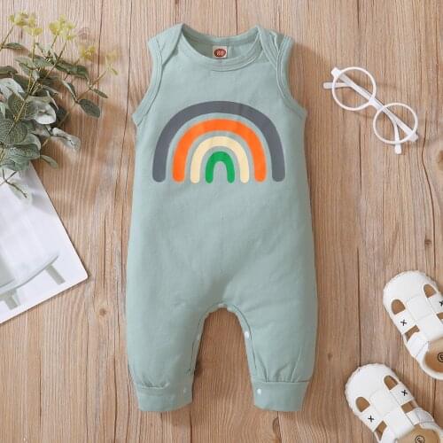 Infant Girls Boys Cartoon Rainbow Sleeveless Rompers Childrens Cool Outing Clothes Climbing Clothes