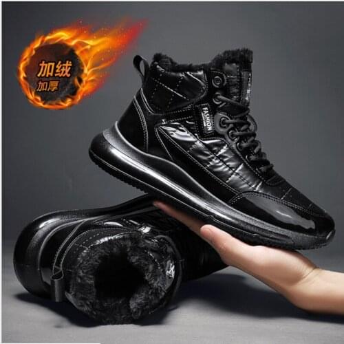 Winter Running Shoes Men With Fur Men Shoes Comfortable High Top Warm Sneakers Men Outdoor Non-slip Sports Shoes Male Trainers