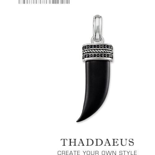 Pendant Black CZ Pave Tooth,2018 Fashion Jewelry Europe Bijoux Necklace Accessories 925 Sterling Silver Gift For Woman Men