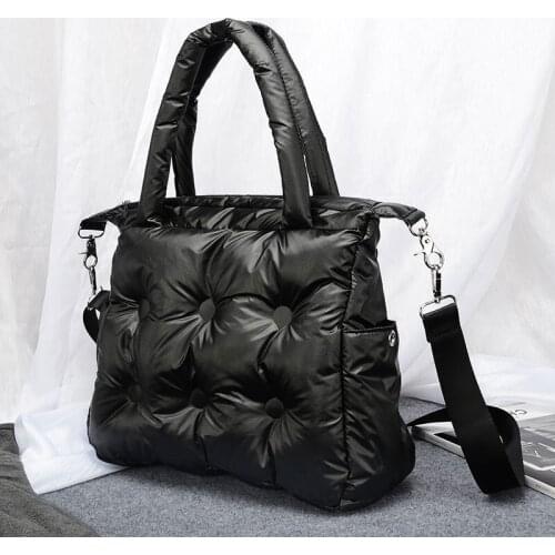 2020 New Winter Space Bale Designer Handbag Woman Casual Bag Down Feather Padded Lady Shoulder Bag Bolsas sac a main feminin