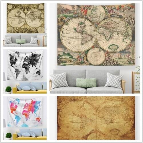 New World Map Tapestry Wall Decoration Farmhouse Tent Party Holiday Wall Hanging Supplies Bedspread Beach Mat