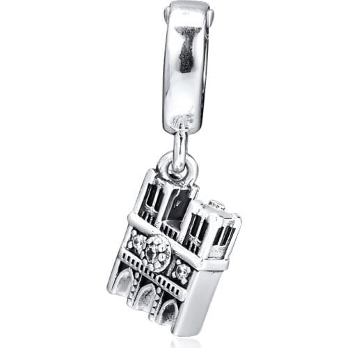Fits For Pandora Charms Bracelets 100% 925 Sterling-Silver-Jewelry Notre Dame Hanging Beads Free Shipping