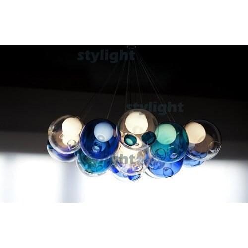 Diameter 15cm, 9 heads lamp Glass ball pendant lights mordern design pendant lamp chandelier of colourful glass spheres