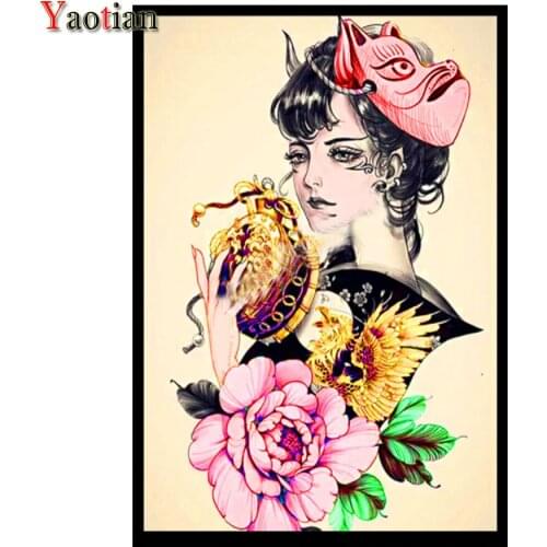 Full square round Diamond Embroidery Japanese Geisha Woman Diamond Mosaic Rhinestone Diy Diamond Painting Cross Stitch kits art