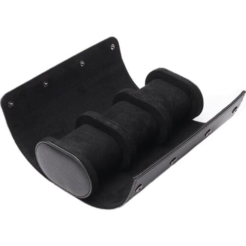 Portable 3 Slots PU Leather Watch Roll Organizer Travel Holder Accessories