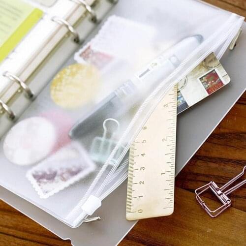 Transparent Packaging Bag Home Use Small A5 A6 A7 PVC Matte Paper And Pen Stationery Storage PVC Zipper Bag