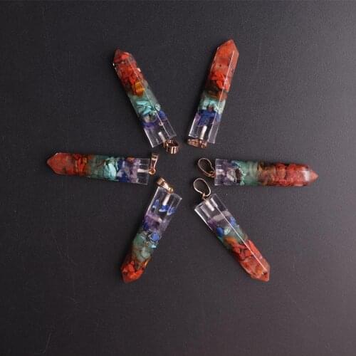 Dropshipping Natural Lapis lazuli Handmade Professional 7 Chakra Orgone Energy Healing Pendulum Reiki Pendant Necklace Collar