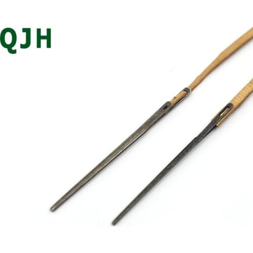 QJH 2pcs Leather needle sewing craft tool leather knitting needle double hole leather rope lace needle DIY sewing kit