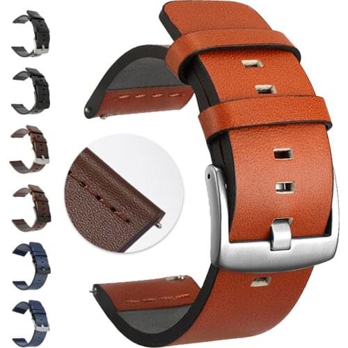 20 22mm Watch Band for Samsung Galaxy Active Genuine Leather Watchband Gear s3 Gear Sport Watch Band Strap Steel Buckle