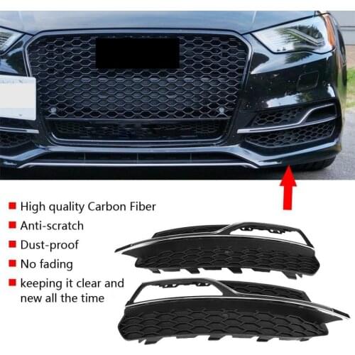 For S3 Style Car Styling Front Bumper Fog Light Grilles Gloss Black for Audi A3 S-Line 8V Pre-Facelift 2013 2014 2015