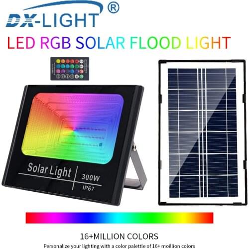 RGB LED Solar Light 100W-300W Outdoor RGB Solar Flood Light Waterproof Solar Wall Light For Street Garden landscape Lighting