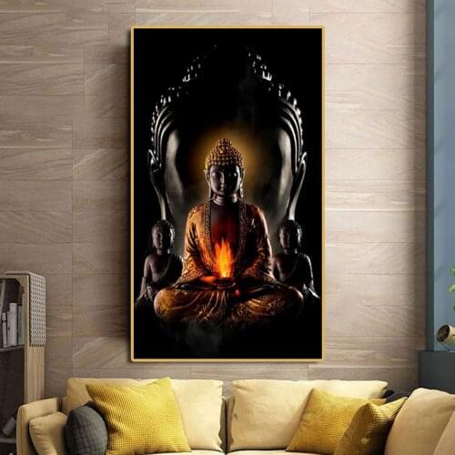 Modern Living Room Home Decoration God Buddha Silhouette Buddhism Canvas Painting Poster and Prints Cuadros Wall Art Frameless