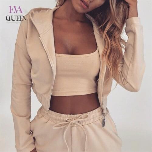Evaqueen Spring Summer Two Pieces Set Hoodie Top And Pant Tracksuit Women Set Elastic Waist Leisure Women Outfits 3 Piece Set
