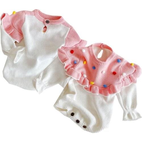 Newborn Baby Knitting Jumpsuit Lovely Princess Style Toddler Baby Girl Romper Autumn Winter Baby Girls Knitting Clothes