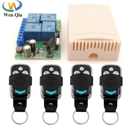 Universal Wireless Relay Remote Control 433Mhz RF AC220V 10A 4CH Switch and Transmitter Key fob, for Electric Curtain, Garage