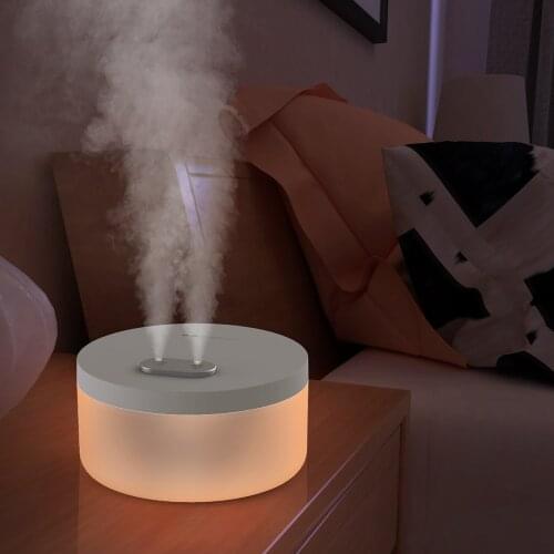 2021New 1L Double Nozzle Air Humidifier Portable Aroma Essential Oil Diffuser Built-In Large Capacity Battery and Night Light A