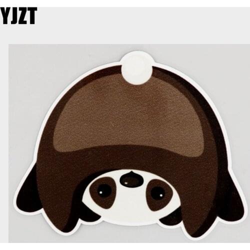 YJZT 12.9CM×10.4CM Upside Down Cute Little Panda Car Sticker PVC Decal 11C-0026