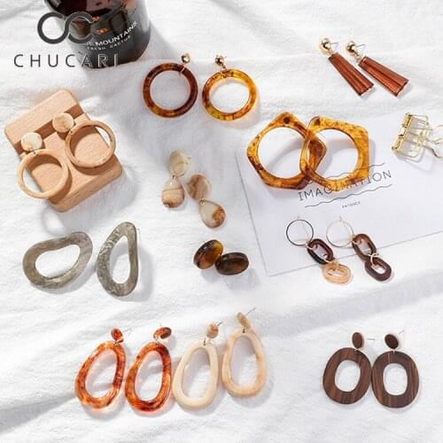 CHUCARI 2019 Fashion Jewelry Leopard Acrylic Resin Oval Dangle Earrings Women Geometry Big Circle Square Earring Acetate Brincos