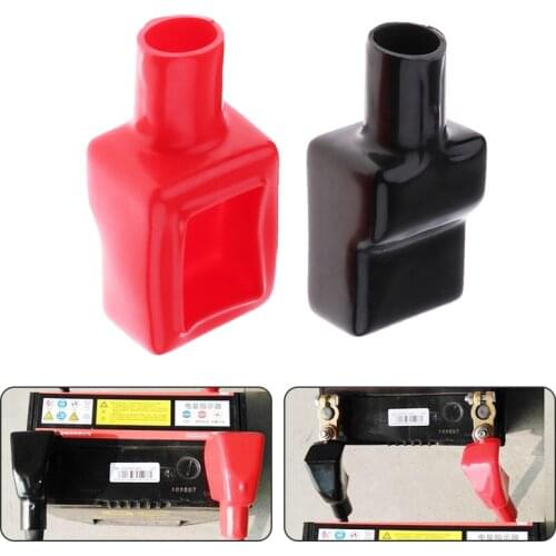 1 Pair Car Battery Terminal Insulation Clamp Clips Protection Protector Sleeve Covers PVC 62*30*25mm Black Red
