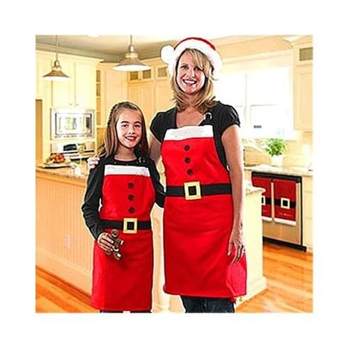 1Pcs Red Christmas Aprons Adult Santa Claus Aprons Women and Men Dinner Party Decor Home Kitchen Cooking Baking Cleaning Apron