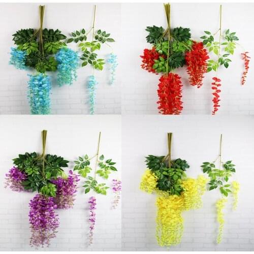 12Pcs/pack Artificial Silk Wisteria Hanging Plants for Wedding Party Home Garden Decor Decorative Hanging Flowers DIY Decoration