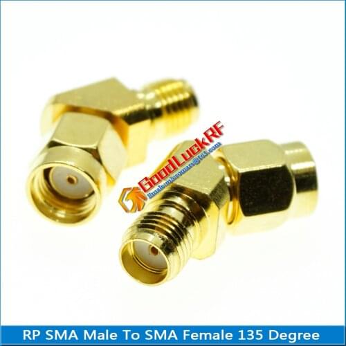 1X Pcs RP-SMA RP SMA Male to SMA Female 45 135 Degree Oblique Angle Gold Brass Coaxial RF Adapter Connector Cable Socket
