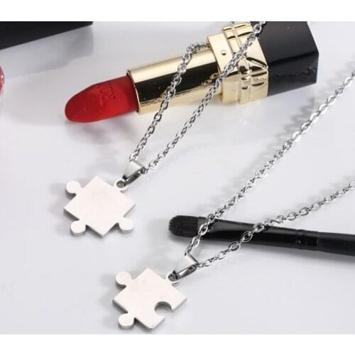 30pcs lucky Stainless steel love couple necklace titanium steel lovers European and American puzzle unisex gift necklace jewelry