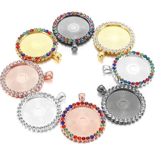 5pcs/lot 25 30 35mm Metal Cameo Cabochon Base Pendant Blank Tray Bezel Cabochon Base For DIY Jewelry Making Accessories