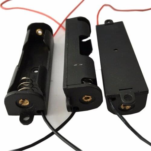 800pcs/lot MasterFire New Black Plastic 1 x AA Battery 3.7V Clip Holder Storage Box Case Cover With Wire Lead