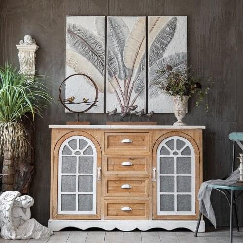 American Pastoral Retro Home Entrance Cabinet Solid Wood Loft Industrial Style Homestay Decoration Cabinet Living Room Bedroom