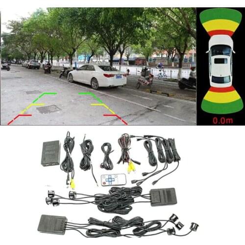 Original Flat Car Colorful OPS Detector System 8 radar Parktronic sensor video Buzzer Alarm front+back camera visiual system
