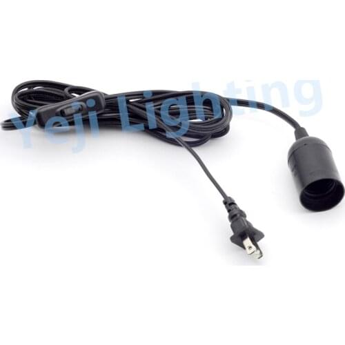 Free shipping CE E27 lamp holder socket with US 2 pins plug and button switch cable wire cord set retro lighting accessories DIY
