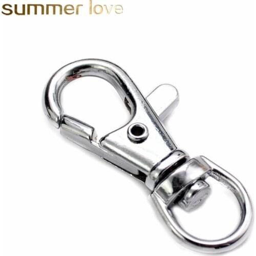 20pcs /Pack Silver Color Keyring 4cm Swivel Lobster Clasp Clips Keychain Hook Split Key Ring for DIY Trinkets Keychains Jewelry