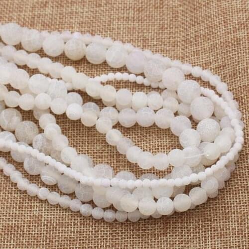 Wholesale White Frost Crackle agates 6-14mm Round Beads 15",For DIYJewelry making!We provide mixed wholesale for all items