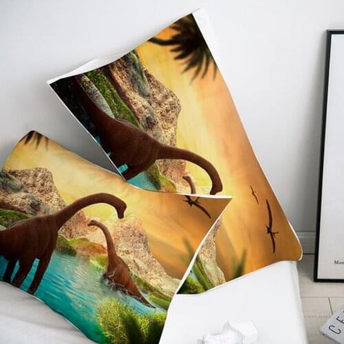 3D Pillow Case,Custom Pillowcase 50x70 50x75 50x80 70x70 Decorative Pillow Cover,Brachiosaurus Dinosaurs in Jurassic Park