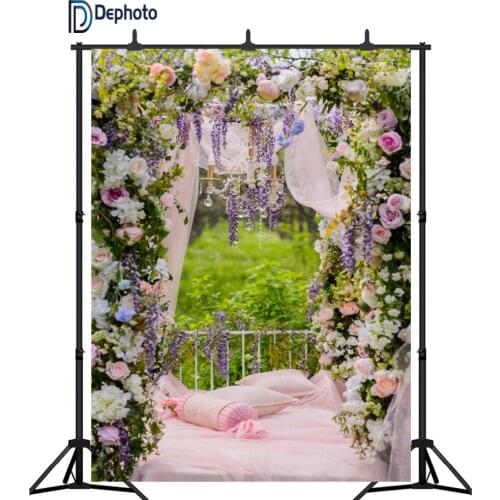DePhoto photography backdrop flower garden bed spring wedding background photocall decor photobooth photo studio prop