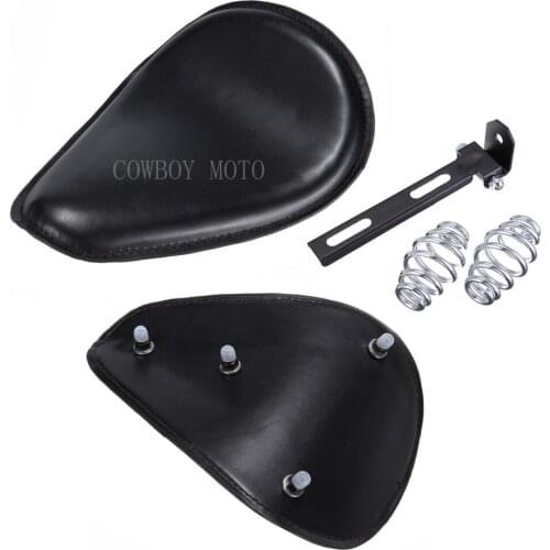For Harley Dyna Sportster XL883 XL1200 Custom Bobber Chopper Honda Yamaha Kawasaki Motorcycle 3" Spring Bracket Solo Seat Black
