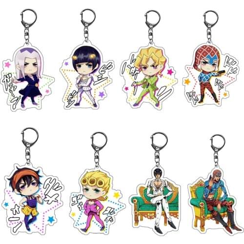 Anime Jojos Bizarre Adventure Action Figure Keychain Acrylic Key Ring My Hero Academia Collection Model Toys Key Chain Kids Gift