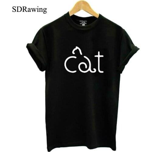 Cat letter print Cotton T Shirt Graphic Tee Cat Collection New York Fan Shirts Funny Cute Cat Shirt Crazy Gift AllDayUS tops