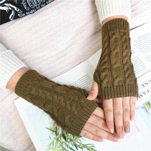 Korean Version Winter Stylish Hand Warmer Women Knitting Fingerless Gloves Thermal Lovers Cycling Jacquard Arm Mitten Sleeves