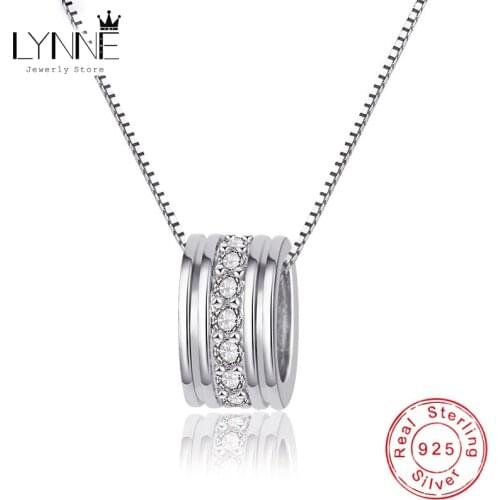 New Fashion 925 Sterling Silver Rotatable Round Zircon Pendants Neckalces&Choker Elegant Rhinestone Necklace Women Jewelry Gift