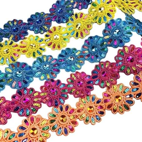 Flower Embroidery Lace Colorful Pattern Shape Trim Applique Ribbon 4.5 Yards/Lot Sewing DIY Craft African lace